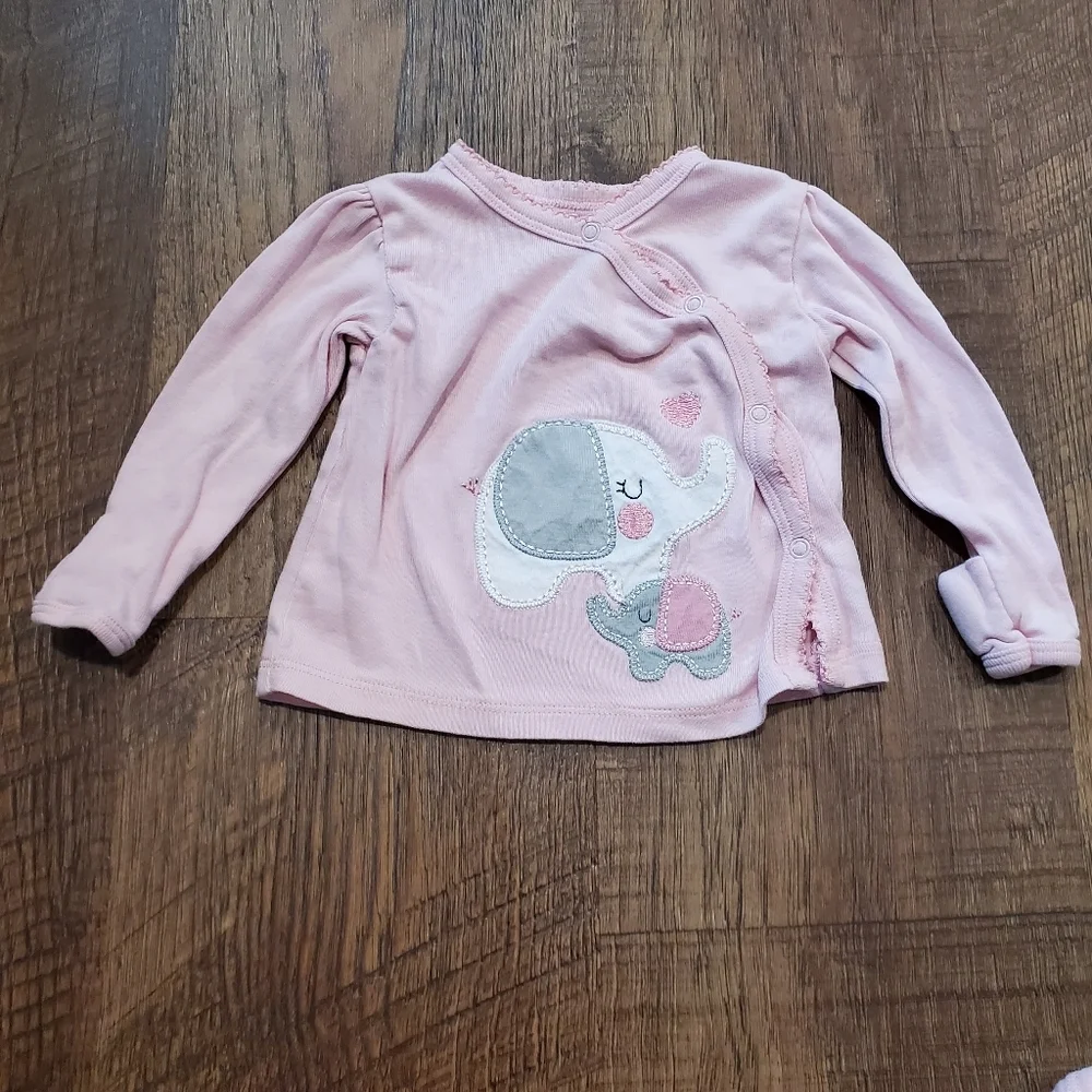 Gerber 2 Organic Cotton Baby Girl Love Onesies Cardigan Pastel Pink Elephant 3M
